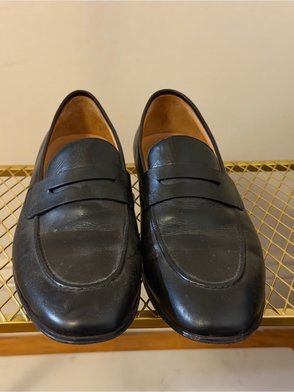 Salvatore Ferragamo Black Leather Penny Loafers